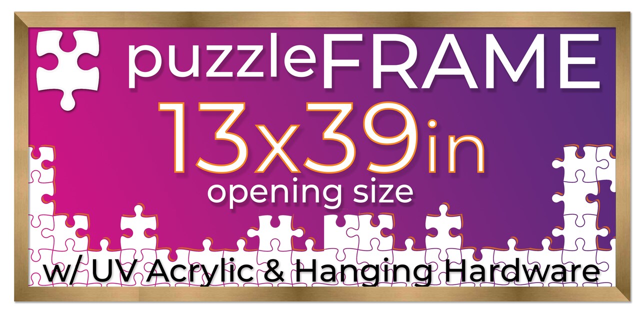 Bronze Wood Puzzle Frame Kit with Glue Sheets, Backing, UV Acrylic - Available in 20 Popular Sizes